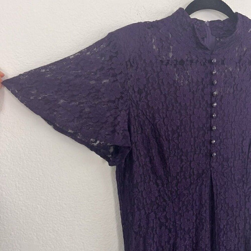 Vintage Purple Lace Romantic Goth Victorian Women Layered Midi/maxi Dress Large - Picture 9 of 12